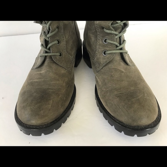 L•A•M•B• Distressed Grey Leather Combat Boot - Picture 7 of 8